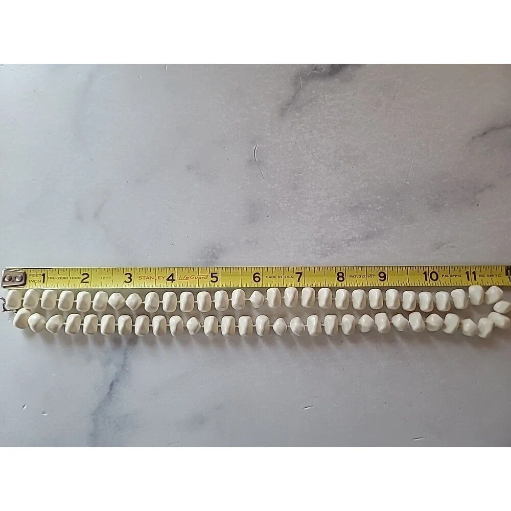 White Enamel Beaded Necklace, Vintage Costume Jewelry, READ DESCRIPTION